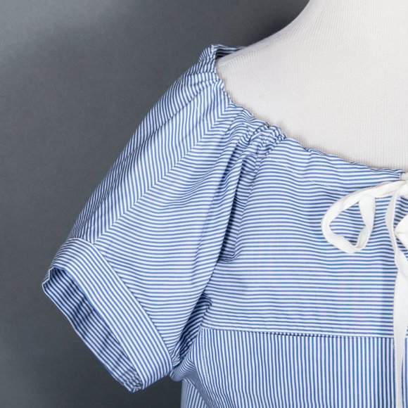 Theory Velvela  Tie Front Striped Utility Shirt - Picture 6 of 9